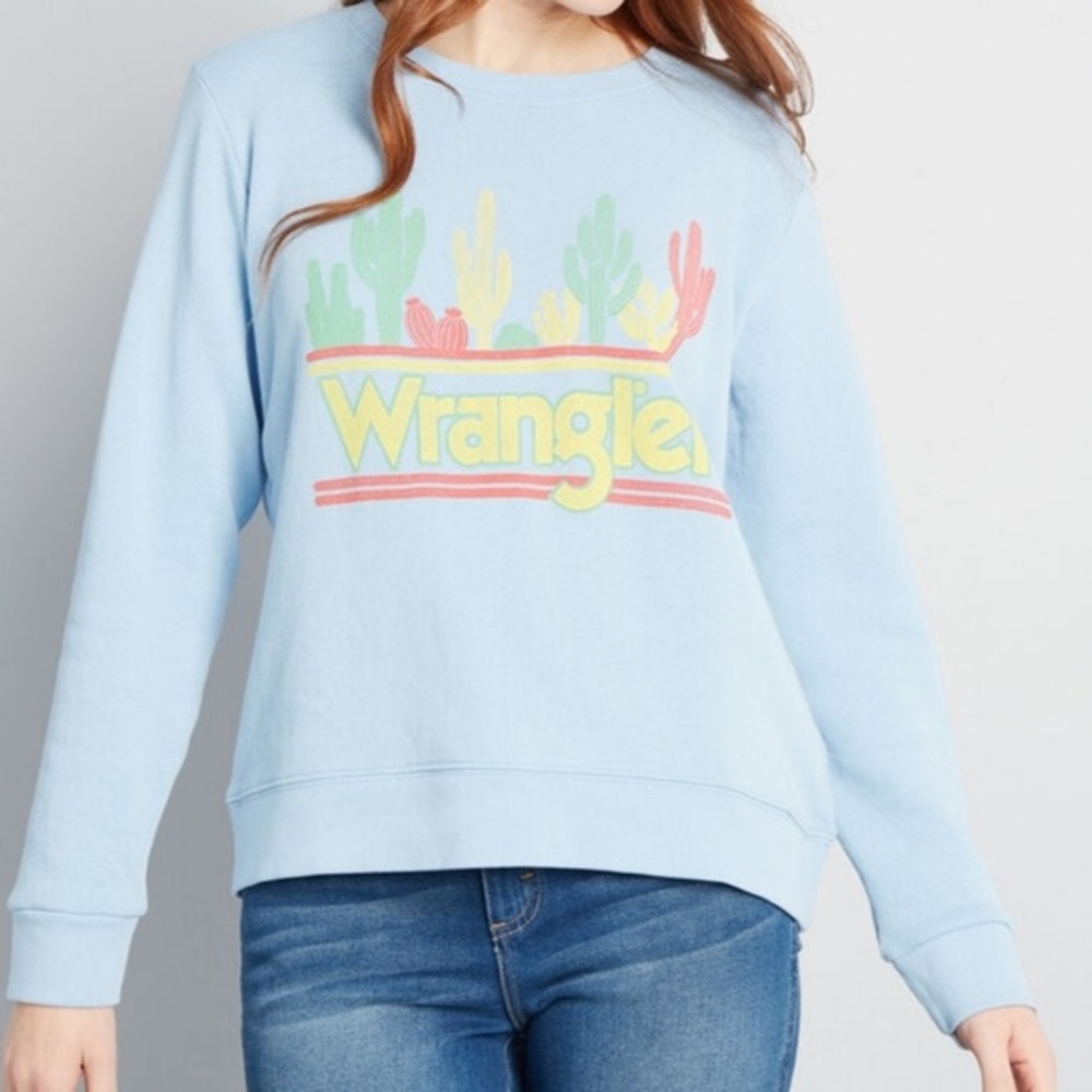 Wrangler Cactus Blue Graphic Pullover Sweater